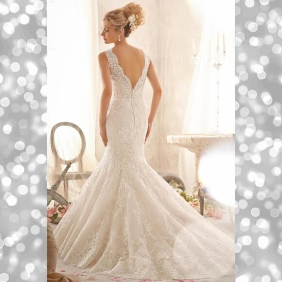 NWT Morilee Bridal Wedding Lace Fit & Flare Gown 2605 - Picture 2 of 6